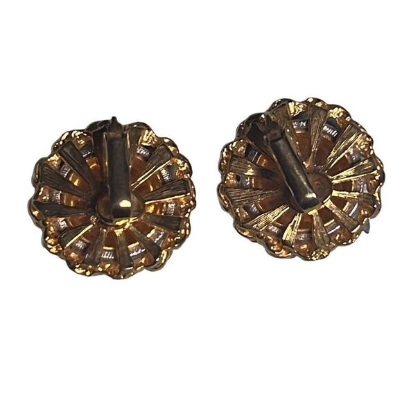 Vintage 1970s Gold Circle Clip On Earrings With Rope Trim - Picture 2 of 5